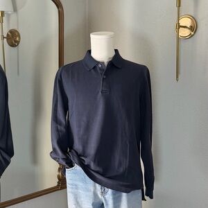 L.L. Bean, Polo Shirt, Traditional Fit, Long Sleeve 100% Cotton Blue Medium